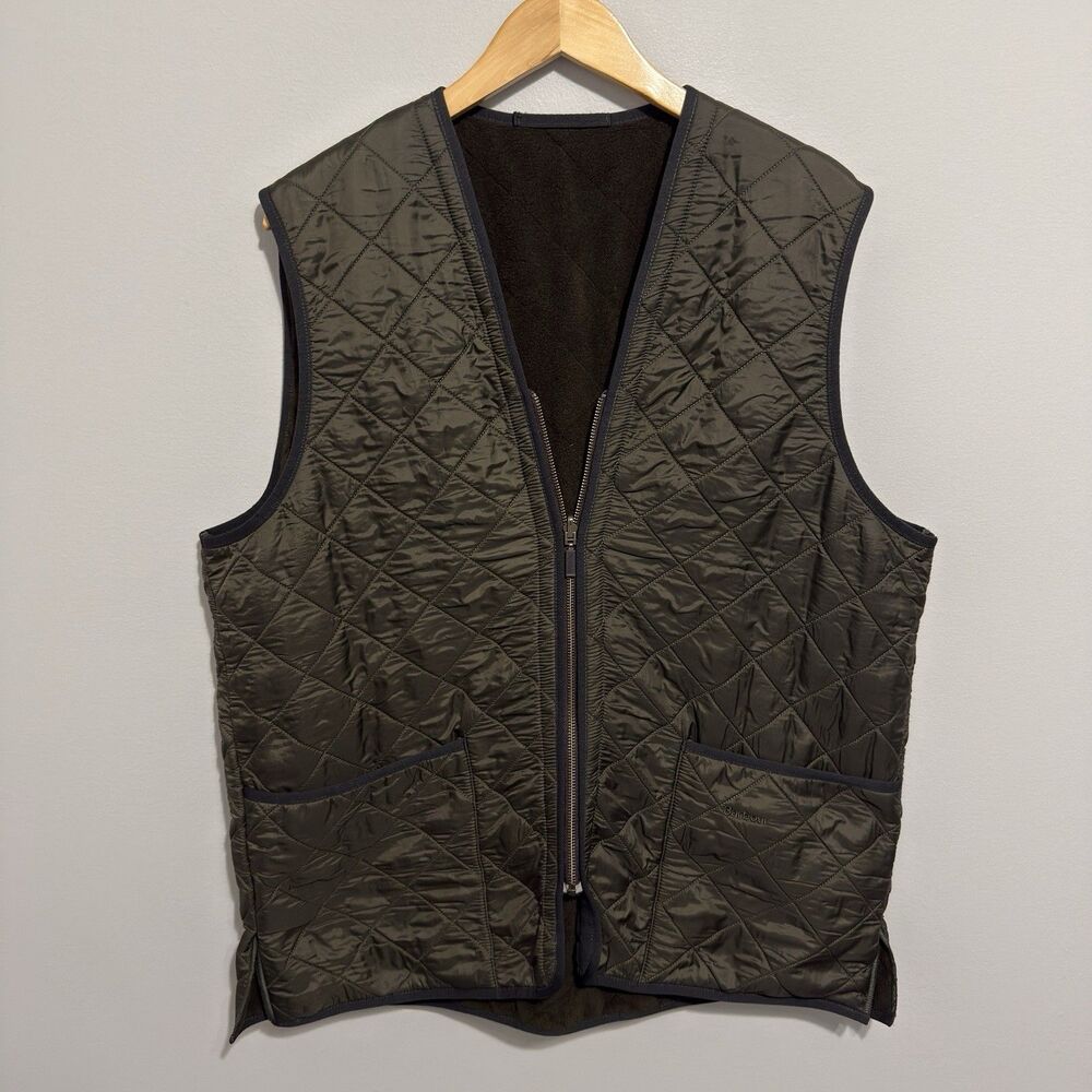 Barbour Polarquilt Vest Waistcoat Olive Green Size XL